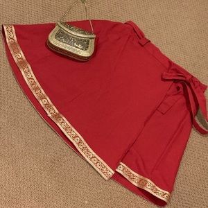 NWOT Burgundy Wrap Skirt From India! One Size.